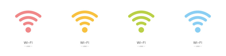 Set of wi-fi zone logos. Collection. Modern style vector illustration.
