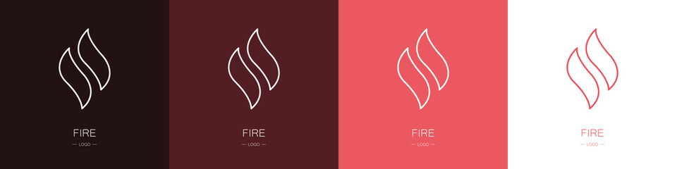 Set of fire logos. Collection. Modern style. Vector illustration
