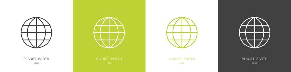 Set of planet earth logo. Collection. Modern style vector illustration.
