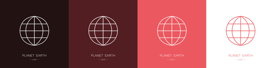 Set of planet earth logo. Collection. Modern style vector illustration.
