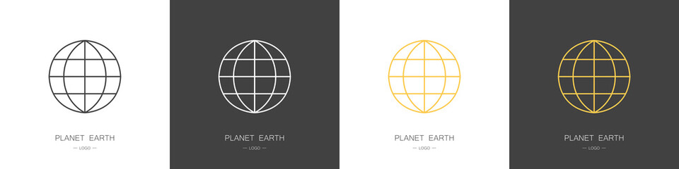 Set of planet earth logo. Collection. Modern style vector illustration.
