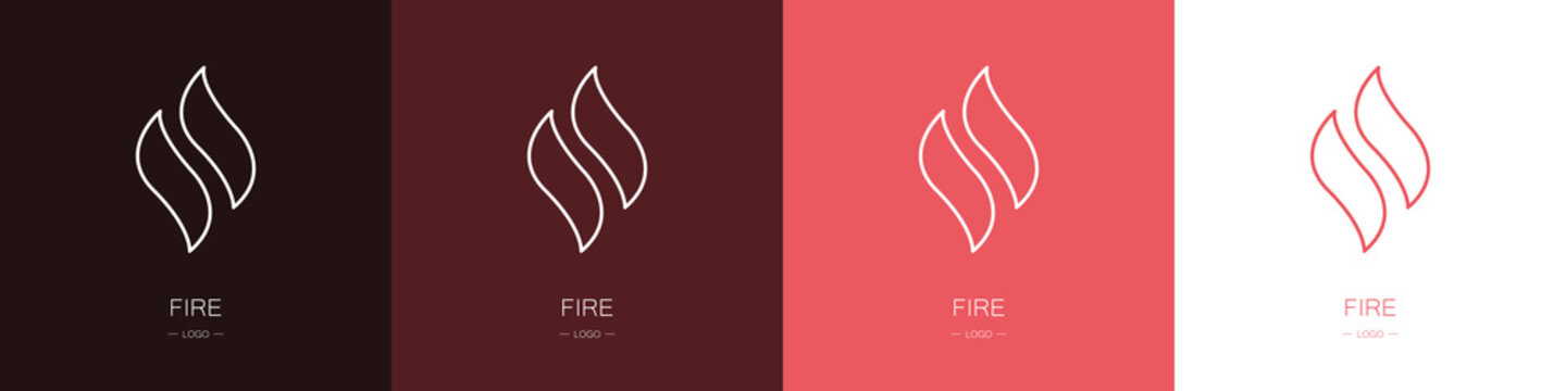 Set of fire logos. Collection. Modern style. Vector illustration
