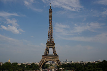The Eiffel tower on a summer day