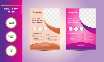 Beauty Spa Flyer
INCLUDED FILES 

- 2 Color Version

- 2 AI Files

- 1 Design


- Size: 8.27 X 11.69 inches with bleed

- CMYK Color

- 300dpi

- Free Font Used

-Print Ready

-Fully Editable
