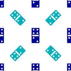 Blue Domino icon isolated seamless pattern on white background. Vector