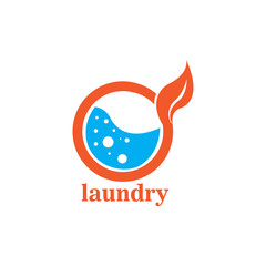 washing machine logo illustration of water, leaf hygiene icon. vector design