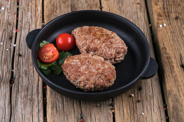 Grilled beef cutlet and vegetables