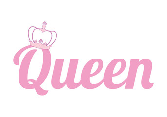 Título rosa con corona de reina.