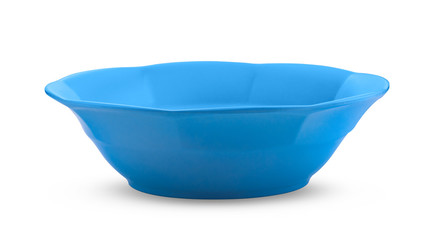 empty blue bowl on white background