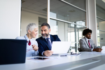 Fototapeta premium Business people meeting corporate digital device connection concept