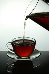 black tea in a glass cup