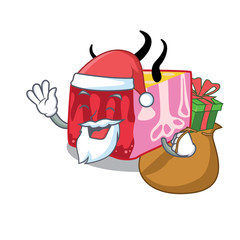 Cartoon design of skin Santa with Christmas gift