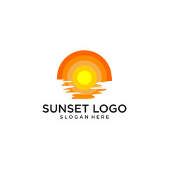 stylish sunset logo vector design