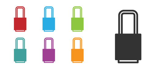 Black Lock icon isolated on white background. Padlock sign. Security, safety, protection, privacy concept. Set icons colorful. Vector