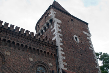Fototapeta na wymiar Krakow Poland, detailed brickwork on side of church