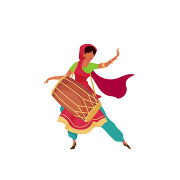 dancing woman playing dhol drum clip art preview