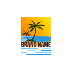 Obraz premium summer palm beach logo vector design