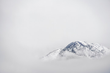 Fototapeta na wymiar Berg schwimmt im Nebel 