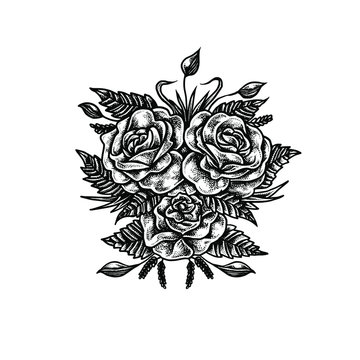 Tattoo style - Blackwork flower - Vector