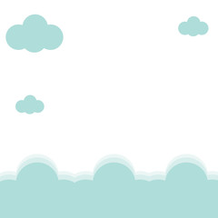 Sky blue clouds background, vector illustration