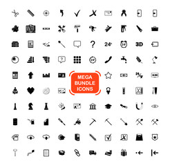 Exclusive Mega Bundle Icons Pack. Collection universal solid vector icons for website