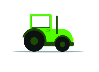 green tractor, vector flat illustration