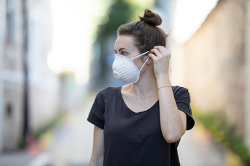 coronavirus mask and woman portrait
