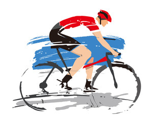 Road Cyclist, grunge Stylized. 
Illustration of Expreesive Stylized cyclist on the white background. Vector available.