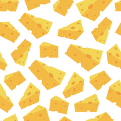 Cheese pieces vector seamless pattern seamless pattern on a white background for wallpaper, wrapping, packing, and backdrop.