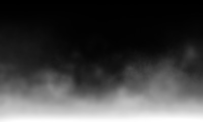 White gray smoke Isolated on black color dark horror background. Use for concept design Halloween Spooky night.