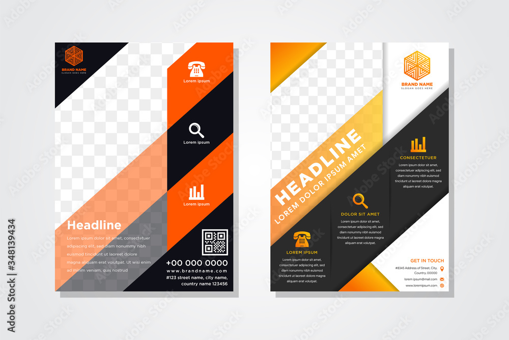 Poster flyers design template vector. brochure report business magazine. abstract red cover book minimal po