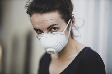 coronavirus mask and woman portrait