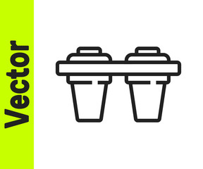 Black line Water filter icon isolated on white background. System for filtration of water. Reverse osmosis system. Vector