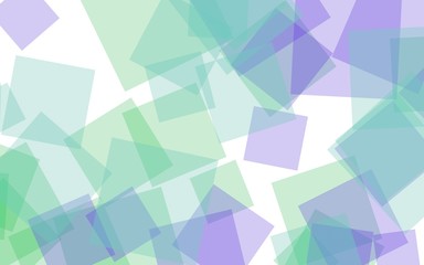 Multicolored translucent squares on white background. Green tones. 3D illustration