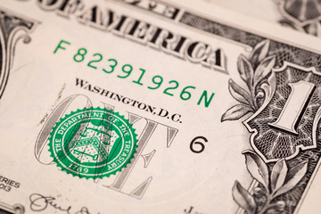 one dollar bill close up macro