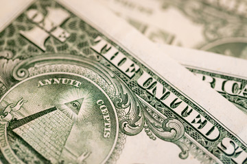 one dollar bill close up macro