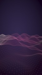 Abstract landscape background. Cyberspace purple grid. hi tech network. 3D illustration