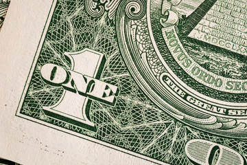 one dollar bill close up macro