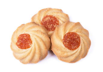 Sweet shortbread cookies with cherry jam