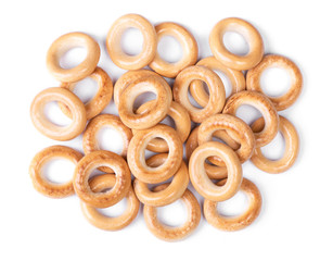Heap of small dry bagels