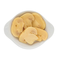 Fototapeta na wymiar sliced mushrooms - appetizer of vegetables in olive oil. Homemade preserves as a side dish or aperitif