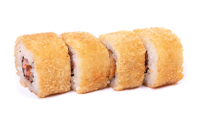 Baked sushi rolls isolated