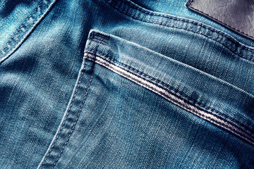 Denim or blue jeans back pocket