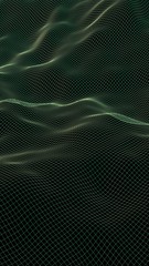 Abstract landscape background. Cyberspace green grid. hi tech network. 3D illustration