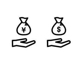 お金 日本円のアイコンセット 金融 経済 ビジネス 通貨 お札 現金 シンプル マーク コイン Wall Mural Yugoro