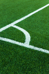 Fototapeta premium Football field corner with white marks