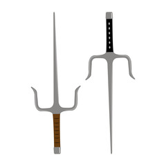 Japanese weapon sai. Isolated on a white background.