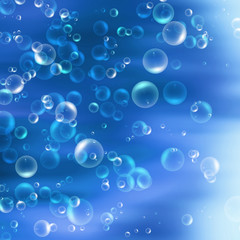 bubbles in the blue water