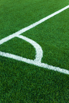 Football field corner with white marks