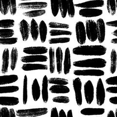 Simple black and white stripes vertical and horizontal, alternating, smear. Hand illustration, dry brush. Scandinavian style, design for wallpaper, fabric, textile.